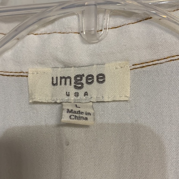 UMGEE FRAYED WHITE BUTTON DOWN MINI DRESS LARGE FLOWY - Picture 3 of 7